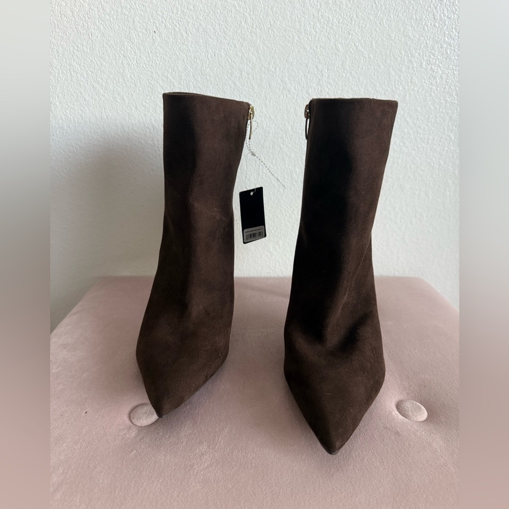 Nine West Brown Suede Pointed Toe Stiletto Ankle Boots Women’s Sz(10)